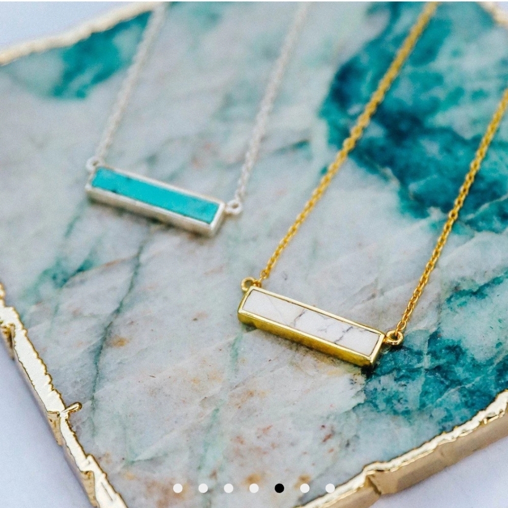NEW Gold Howlite‎ Bar Necklace - Picture 2 of 8